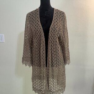 Crochet kimono taupe  - XL